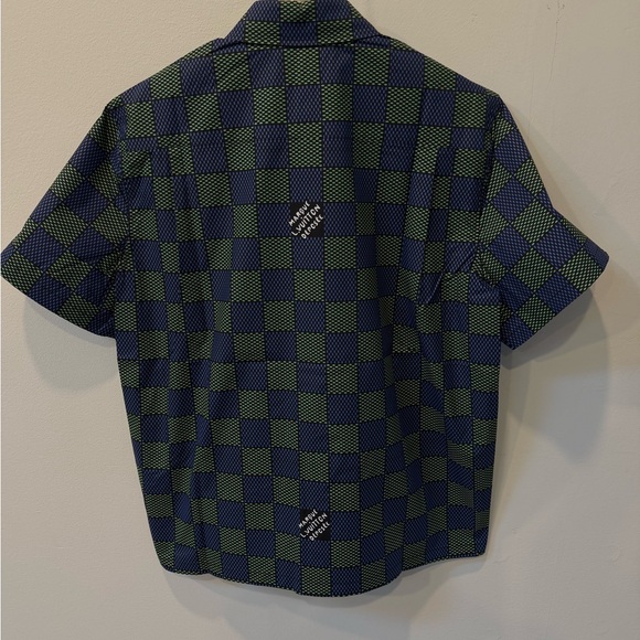 Louis Vuitton Blue & Green Check Short Sleeve Button-Down Shirt - Picture 2 of 7